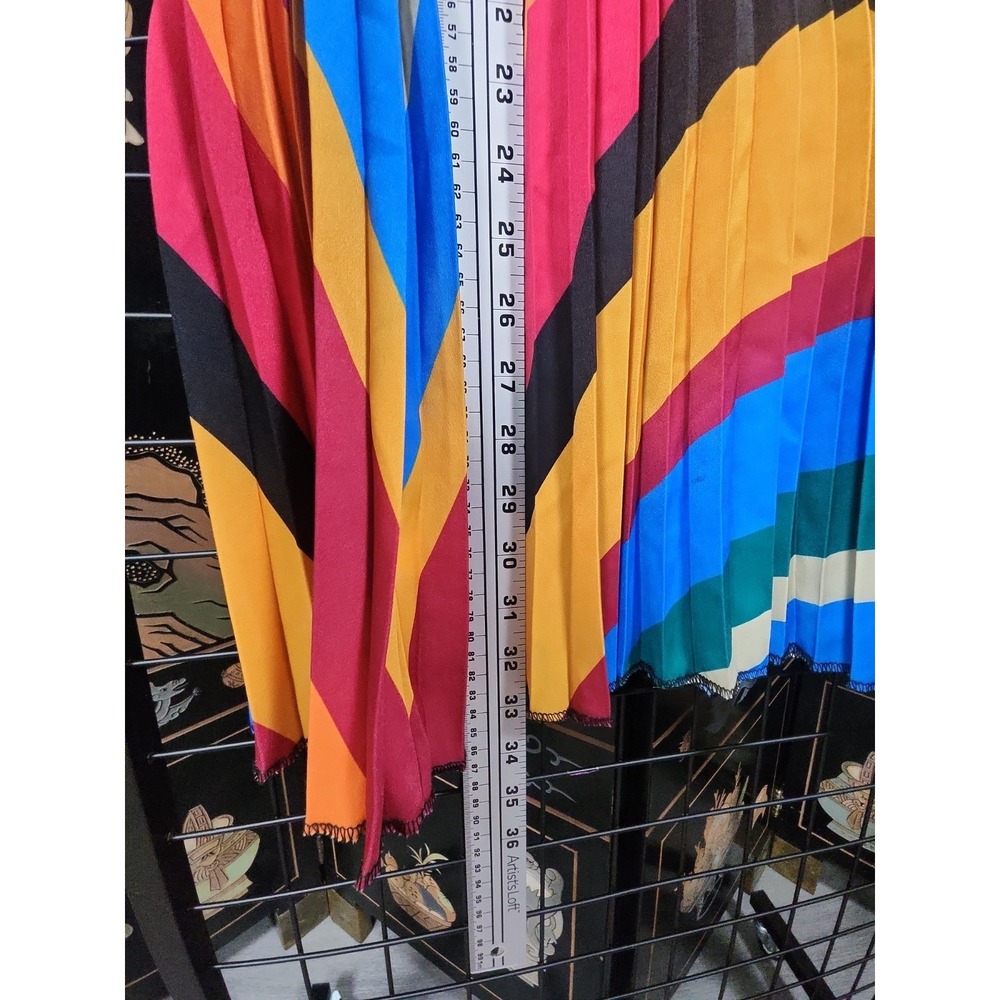 Sadie & Love Pleated Rainbow Midi Skirt | M | Elastic Waist | Striped Boho Pride - Picture 6 of 6